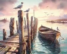 Solitude’s Perch: The Lone Bird Between Boat and Pier